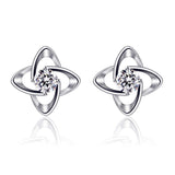 S925 Sterling Silver Micro-Inlaid Cyclone Four-Leaf Clover Earrings Jewelry For Cross-Border