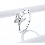 925 Sterling Silver Exquisite Flying Butterflies Open Finger For Bracelet Fashion Jewelry For Gift