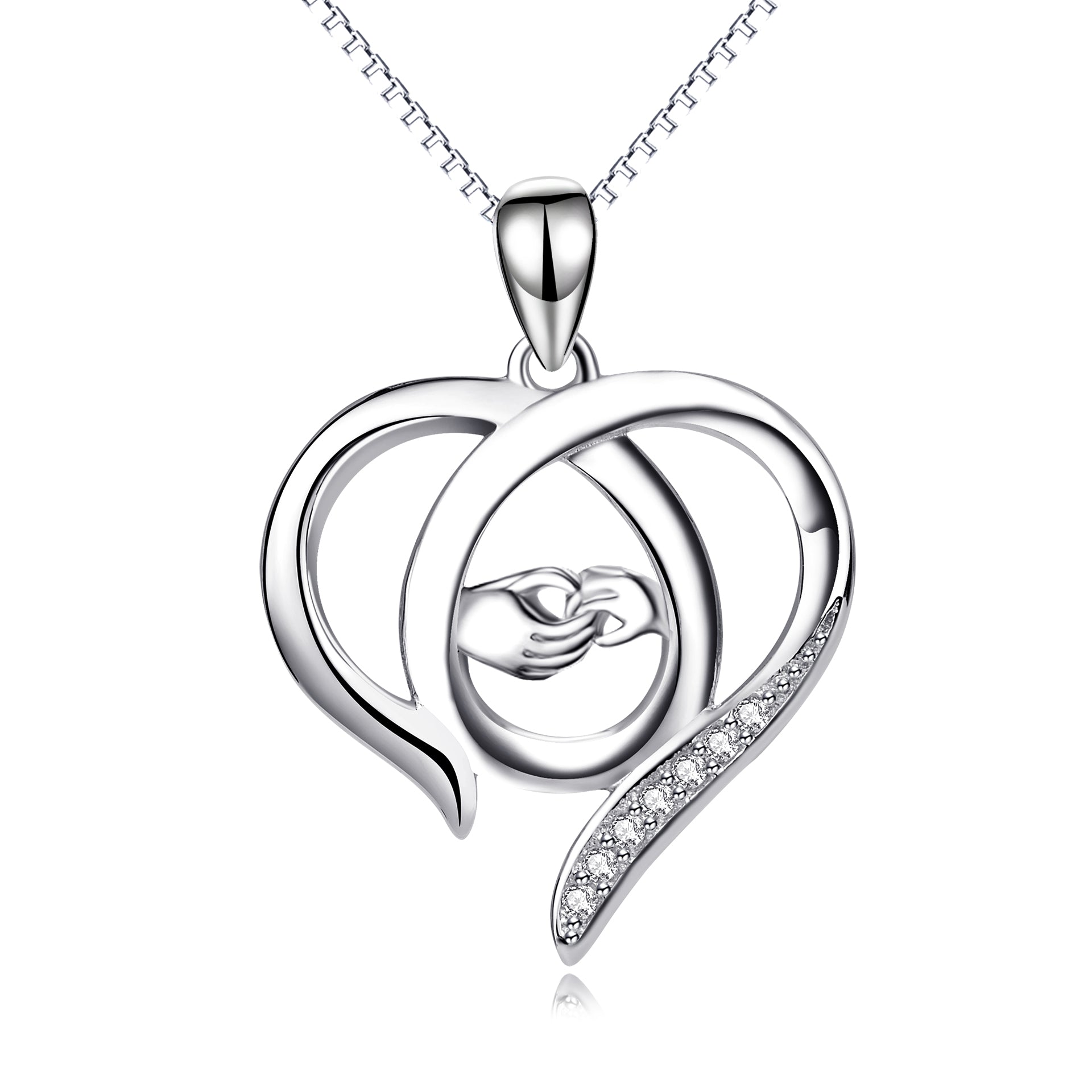 Large Heart Pendant Silver Necklace Wholesale Girlfriend Loving Hearts Necklace Fashion