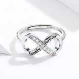 S925 Sterling Silver Love Infinity Ring white gold plated cubic zirconia ring