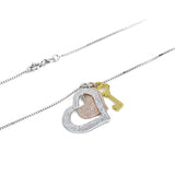 Golden Key Rose Gold Peach Heart And Heart-Shaped Small Ornaments Necklace