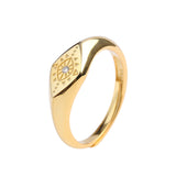 925 Sterling Silver Gold Plated Ring Geometric Design Metal Sense Ring