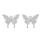 Compact Micro-Studded Butterfly Earrings Female 925 Sterling Silver
