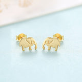Blush Elephant Earrings 925 Sterling Silver Minimalist Jewelry With Gold Plating