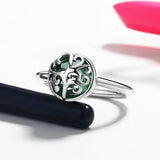 S925 Sterling Silver Tree of Life Ring Oxidized Glass Ring