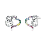 Rainbow Color Heart Stud Earrings