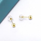 18K Gold Simple Light Luxury Temperament Earrings Female Jewelry Ball Diameter 3mm