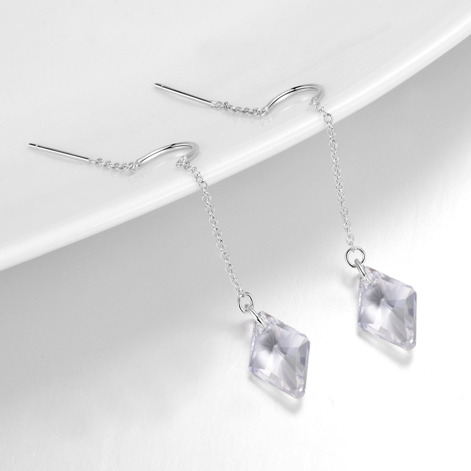 Long Tassel Earring with Gemstone Silver Wire Women Party Earrings