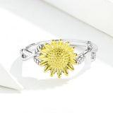 925 Sterling Silver Beautiful Sunflower Finger Rings Fashion Jewelry For Wedding Band Engagement