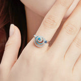 Star Adjustable Ring for Women Genuine 925 Sterling Silver Mystery Planet Ring Elegant Jewelry