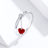 S925 Sterling Silver First Meet heart shaped Ring Platinum Plated Epoxy Ring