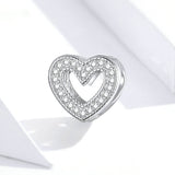 925 Sterling Silver Shining Dazzling Heart Shape Charm Fit DIY Bracelet Fashion Jewelry For Women