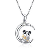 Panda & Moon Necklace Chinese National Treasure Animal Necklace