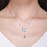 S925 Sterling Silver Fashion Anchor Pendant Necklace Oxidized Zircon Necklace