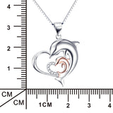 Double Cute Dolphin And Hert Shape 925 Silver Stering Necklace