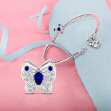 Butterfly with Blue Cubic Zirconi Charm Beads Fit Bracelet/Necklace Jewelry Gift for Women Girls