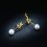Starfish Ocean with Pearl Stud Earrings for Women Hot Sale Summer Ear Studs Jewelry 925 Sterling Silver Orecchini