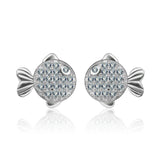 Sweet Kissing Fish Zircon Earrings Ornament S925 Sterling Silver Stud Earrings