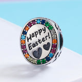 S925 Sterling Silver Zirconia Happy Easter Charms