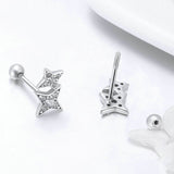925 Sterling Silver Sparkling Star Meteor Luminous Crystal Stud Earrings For Women Fashion Silver Jewelry