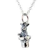 Rabbit Hat Necklace Rabbit Sitting Above The Hat Animal Necklace