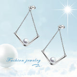 Beautiful Elegant Drop Dangling Ear Chain Shell Pearl Earrings Designs
