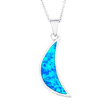 Curved Opel Moon Shape Necklace Gemstone Women Necklace