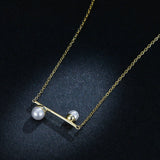 Geometric Pearl Minimalist Choker Necklace Korean Style Gold Color Genuine 925 Sterling Silver Fashion Jewelry