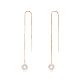 18K Gold Korean Long Line Circle Zircon Dangle Earring Female Niche Light Luxury Jewelry