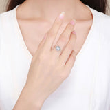 S925 Sterling Silver Warm Heart Companion Ring Heart-Shaped Oxidized Cubic Zirconia Ring