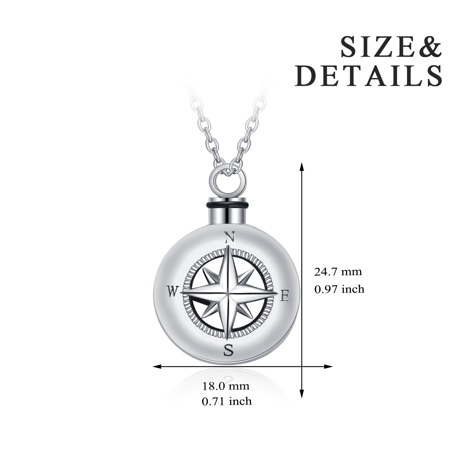 Travelers in the Antarctic and Arctic Directions Necklace Compass Urn Necklace