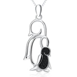 Mother'S Day Gifts Two Penguin Shape Cute Animal Pendant Necklace 925 Sterling Silver