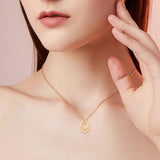 18K Gold Luxury Elegant Round Necklace Geometric Jewelry