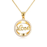 18K Gold Hollow Love Letter Zircon Pendant Necklace Simple Fashion Clavicle Chain