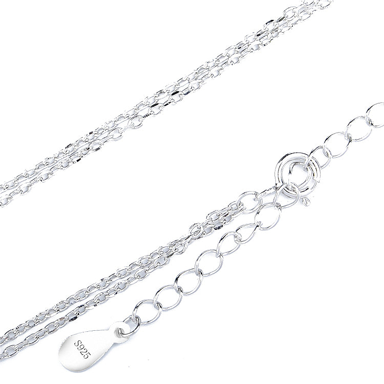 "Dear" Zircon Double Chain Necklace Fashion Clavicle Ladies Accessories 925 Sterling Silver
