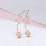 18K Gold Europe And The United States New Long Line Water Droplets Dangle Earring Light Luxury Niche Ladies Jewelry