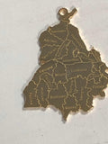 925 Sterling Silver Engraved Gold-Plated Punjab Map Necklace