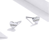 925 Sterling Silver Shiny Heart-shaped Earrings For Ladies  Jewelry