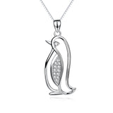 Pendant zirconia necklace cute animal shape jewelry penguin pendant necklace for girls