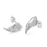 Peace Dove Wings Cubic Zirconia Silver Angle Wings Stud Earrings