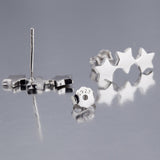 Three Star Linked Five Pointed Earrings Jewelry Bar Silver Earrings