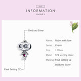 925 Sterling Silver Cute Fall in Love Robot Beads Fit DIY Bracelet Precious Jewelry For Women