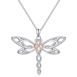 Celtic Knot Dragonfly Necklace 925 Sterling Silver Pendant Necklace Celtic Knot Necklace Dragonfly Gifts for Mother Day Women Girl Lover