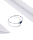 925 Sterling Silver Simple Cross Finger Rings With Blue Stone Fashion Wedding Jewelry For Gift