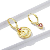Protect Animal Rhinoceros Heart Shape Dangle Earrings for Women Gold Color 925 Sterling Silver Fine Jewelry