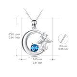Moon Angel Necklace Blue Zirconia Mother Loving Gift Necklace