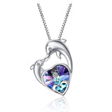 Sterling Silver Created Opal Ocean Jewelry Sea Dolphin Necklace for Women