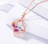 S925 Sterling Silver Necklace Women's Simple Creative Design Synthetic Glass Letter Clover Necklace