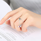 S925 sterling silver pink heart ring oxidized zircon ring