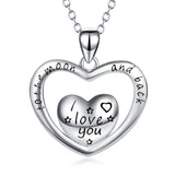 To The Moon And The Back Necklace I Love You Engraved Heart Necklace
